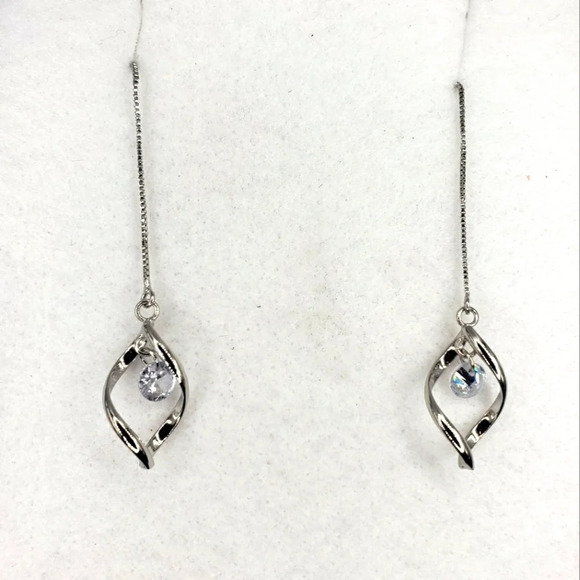 Sterling Silver 925 Earrings Chain Link Tassel Drop Dangle Earrings Jewelry Gift - Picture 3 of 5